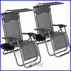2 x Reclining Sun Lounger Outdoor Garden Patio Gravity Chair Adjustable Folding