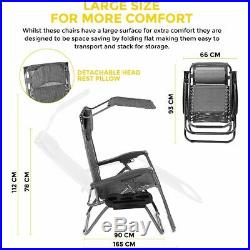 2 x Reclining Sun Lounger Outdoor Garden Patio Gravity Chair Adjustable Folding