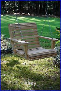 2ft Cypress Wood Wooden Roll Contoured Seat Porch Tree Yard Swing Made In USA