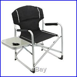 2pc Folding Director's Chair Aluminum Camping Lightweight Chair with Side Table