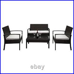 2pcs Arm Chairs 1pc Love Seat & Tempered Glass Coffee Table Rattan Sofa Set