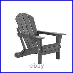 2pcs Folding HDPE Adirondack Chairs Patio Outdoor Poly Lumber Seat