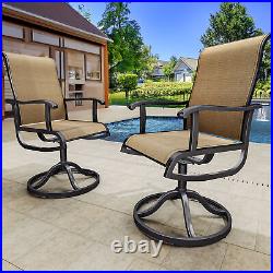 2pcs Patio Chairs Outdoor Swivel Textilene Chair Metal Rocking Chair Furniture