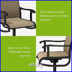 2pcs Patio Chairs Outdoor Swivel Textilene Chair Metal Rocking Chair Furniture