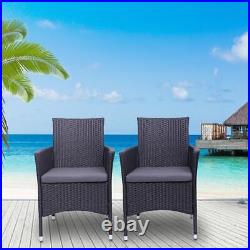 2pcs Single Backrest Chairs Rattan Sofa Black