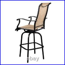 2pcs Wrought Iron Swivel Bar Chair Patio Swivel Bar Stools Black
