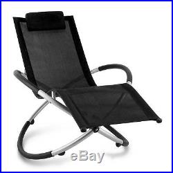 2x Black Rocking Sun Lounger Outdoor Folding Orb Chair Moon Rocker Garden Patio