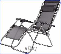 2x Zero Gravity Chair Reclining Sun Lounger Outdoor Garden Folding Adjustable