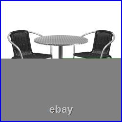 31.5 Round Aluminum Garden Patio Table Set with 2 Rattan Chairs