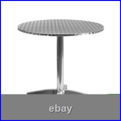 31.5 Round Aluminum Garden Patio Table Set with 2 Rattan Chairs