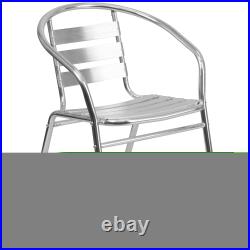 31.5 Round Aluminum Table Set with 2 Slat Back Chairs