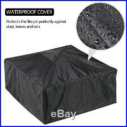 32 Outdoor Metal Firepit Backyard Patio Garden Square Stove Fire Pit Mesh Cover