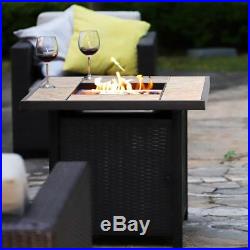 32 Propane Fire Pit Patio Heater Wicker look stamped Outdoor Garden Gas Table