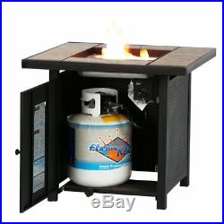 32 Propane Fire Pit Patio Heater Wicker look stamped Outdoor Garden Gas Table