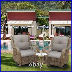 360-degree rotatable rattan courtyard sofa coffee table set (Grey)