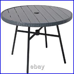 36.8 Outdoor Dining Table Round Patio Table with Umbrella Hole for 4 People