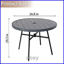 36.8 Outdoor Dining Table Round Patio Table with Umbrella Hole for 4 People