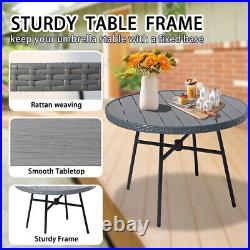 36.8 Outdoor Dining Table Round Patio Table with Umbrella Hole for 4 People