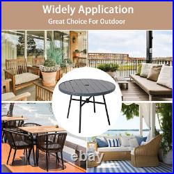 36.8 Outdoor Dining Table Round Patio Table with Umbrella Hole for 4 People