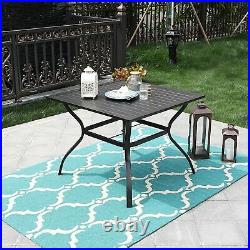 37 Outdoor Patio Dining Table Garden Metal Table Furniture with Umbrella Hole