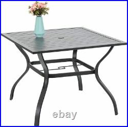 37 Outdoor Patio Dining Table Garden Metal Table Furniture with Umbrella Hole