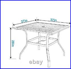 37'' Outdoor Patio Dining Table with Umbrella Hole Square Wooden Like Heavy Duty