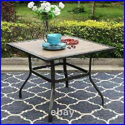 37'' Outdoor Patio Dining Table with Umbrella Hole Square Wooden Like Heavy Duty