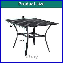 37 Square Outdoor Patio Dining Table with 1.57 Umbrella Hole for Lawn Backyard