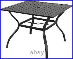 37 inch Patio Outdoor Dining Table Square for 4-Person with 1.57 Umbrella Hole