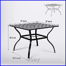 37 inch Patio Outdoor Dining Table Square for 4-Person with 1.57 Umbrella Hole