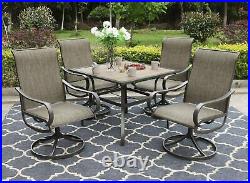37 x 37 Outdoor Patio Dining Table Garden Metal Table Furniture with Umbrella Hole