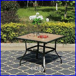 37 x 37 Outdoor Patio Dining Table With Umbrella Hole Square Garden Furniture