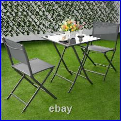 3PCS Bistro Set Garden Backyard Table Chairs Outdoor Patio Furniture Folding NEW