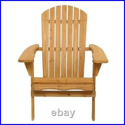 3PCS Folding Wooden Adirondack Chairs Table Outdoor Patio Furniture Lounge Seat