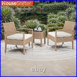 3PCS Outdoor Patio Bistro Set All-Weather Rattan Wicker Conversation Chair Table