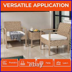 3PCS Outdoor Patio Bistro Set All-Weather Rattan Wicker Conversation Chair Table