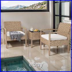 3PCS Outdoor Patio Bistro Set All-Weather Rattan Wicker Conversation Chair Table