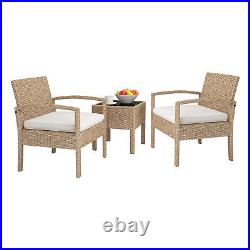 3PCS Outdoor Patio Bistro Set All-Weather Rattan Wicker Conversation Chair Table