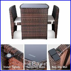 3PCS Outdoor Patio Wicker Bistro Set Furniture Chair Table Set Rattan Porch Yard