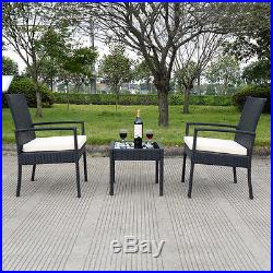 3PCS Outdoor Rattan Patio Furniture Set Backyard Garden Furniture Seat Cushioned