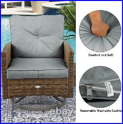 3PCS Outdoor Rattan Swivel Chairs Patio Chairs Bistro Set Furniture Sofa Wicker