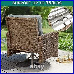 3PCS Outdoor Swivel Chairs Patio Bistro Set Rattan Furniture Sofa Wicker