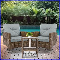 3PCS Outdoor Swivel Patio Chairs Bistro Set Furniture Sofa Rattan Wicker