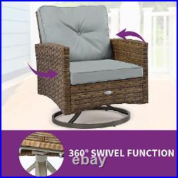 3PCS Outdoor Swivel Patio Chairs Bistro Set Furniture Sofa Rattan Wicker