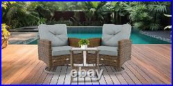 3PCS Outdoor Swivel Patio Chairs Bistro Set Furniture Sofa Rattan Wicker