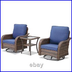 3PCS Outdoor Swivel Rocker Patio Chairs Set Furniture Sofa Rattan Wicker Chair