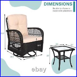 3PCS Outdoor Swivel Rocker Patio Chairs Set Furniture Sofa Rattan Wicker Chair