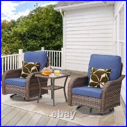 3PCS Outdoor Swivel Rocker Patio Chairs Set Furniture Sofa Rattan Wicker Chair