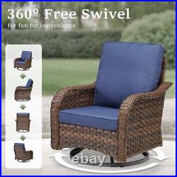 3PCS Outdoor Swivel Rocker Patio Chairs Set Furniture Sofa Rattan Wicker Chair