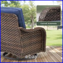 3PCS Outdoor Swivel Rocker Patio Chairs Set Furniture Sofa Rattan Wicker Chair